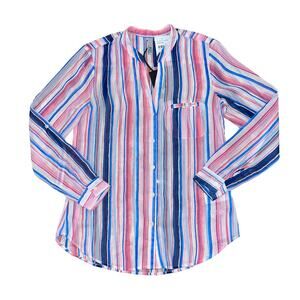 NWT KUT from the Kloth Kut Pink, Blue & White Stripe "Jasmine" Blouse - SIZE S